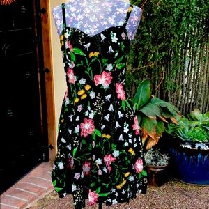 Floral Sweetheart A-line Ruffle Sleeveless Dress
